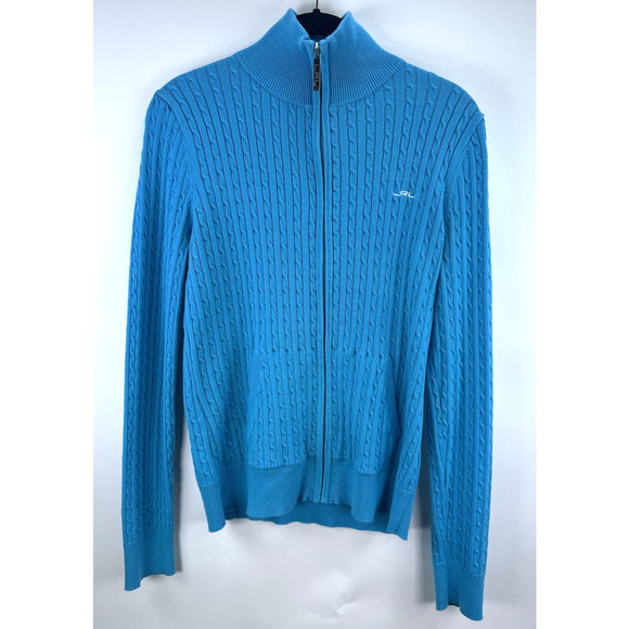 Ralph Lauren Sweaters - LRL Lauren Active Ralph Lauren Women's Sweater Blue Knit Full Zip Sz M